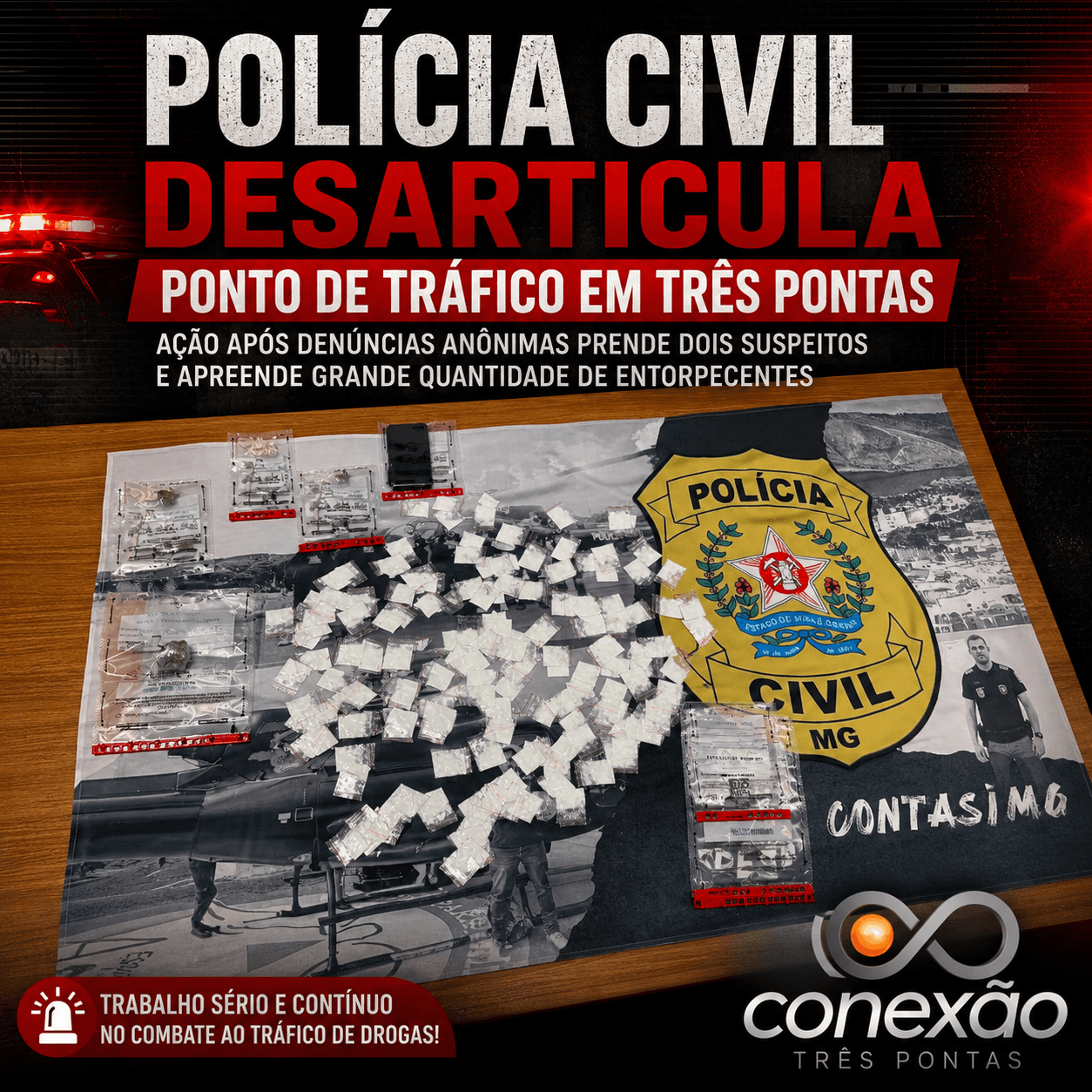 DENÚNCIAS LEVAM POLÍCIA CIVIL A PONTO DE TRÁFICO E DOIS SÃO PRESOS EM TRÊS PONTAS
